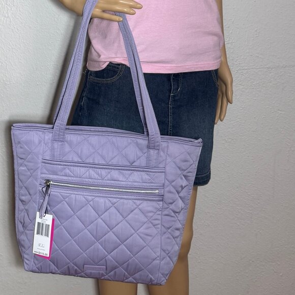 Vera Bradley Small Vera Tote in Performance Twill Lavender Sky NWT - Picture 6 of 10
